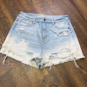American Eagle Mom Shorts Denim Jean Comfort Stretch Waistband Size 4 Distressed
